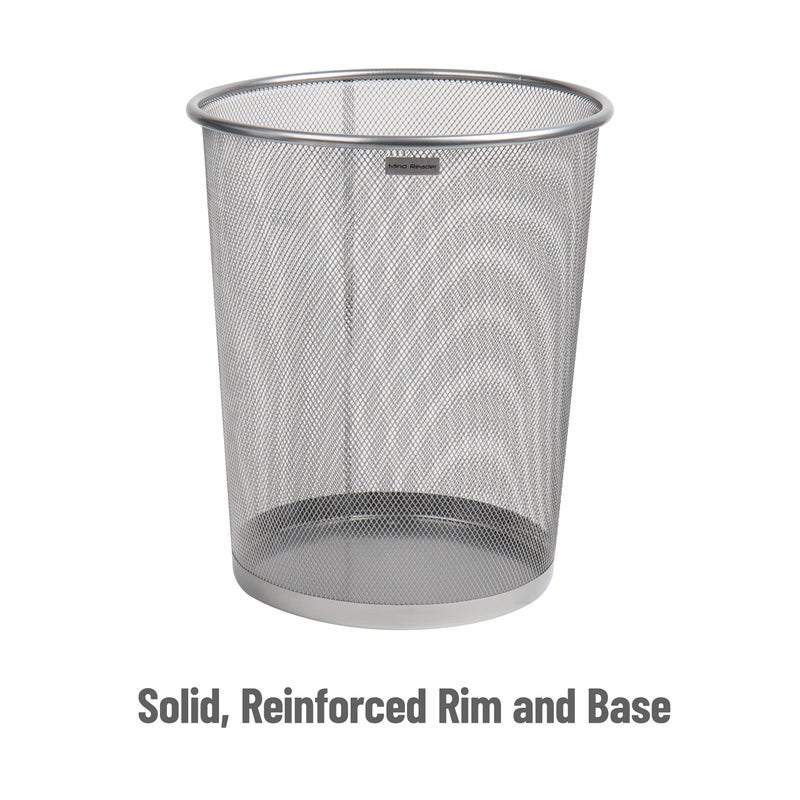Mind Reader Mesh Trash Can, 16.65L(4.4 gal), Waste Paper Basket, Round, Office, Metal Mesh, Silver - Image 4